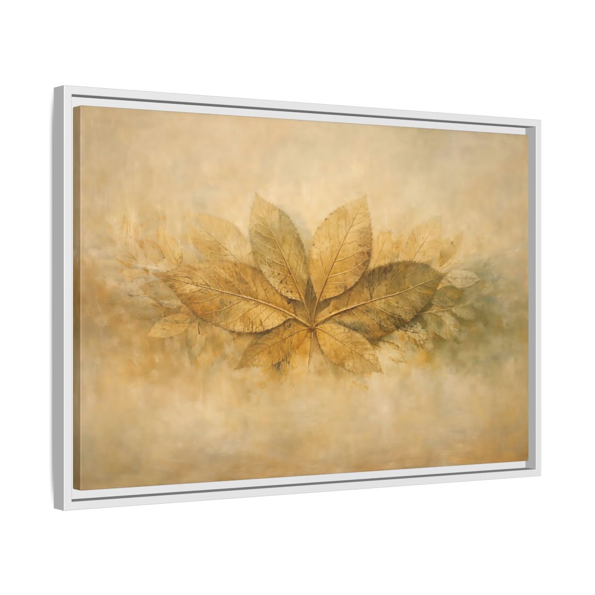 Side Mockup 10. Nature Golden Leaves Golden Leaves Rustic shown as stretched canvas wall art