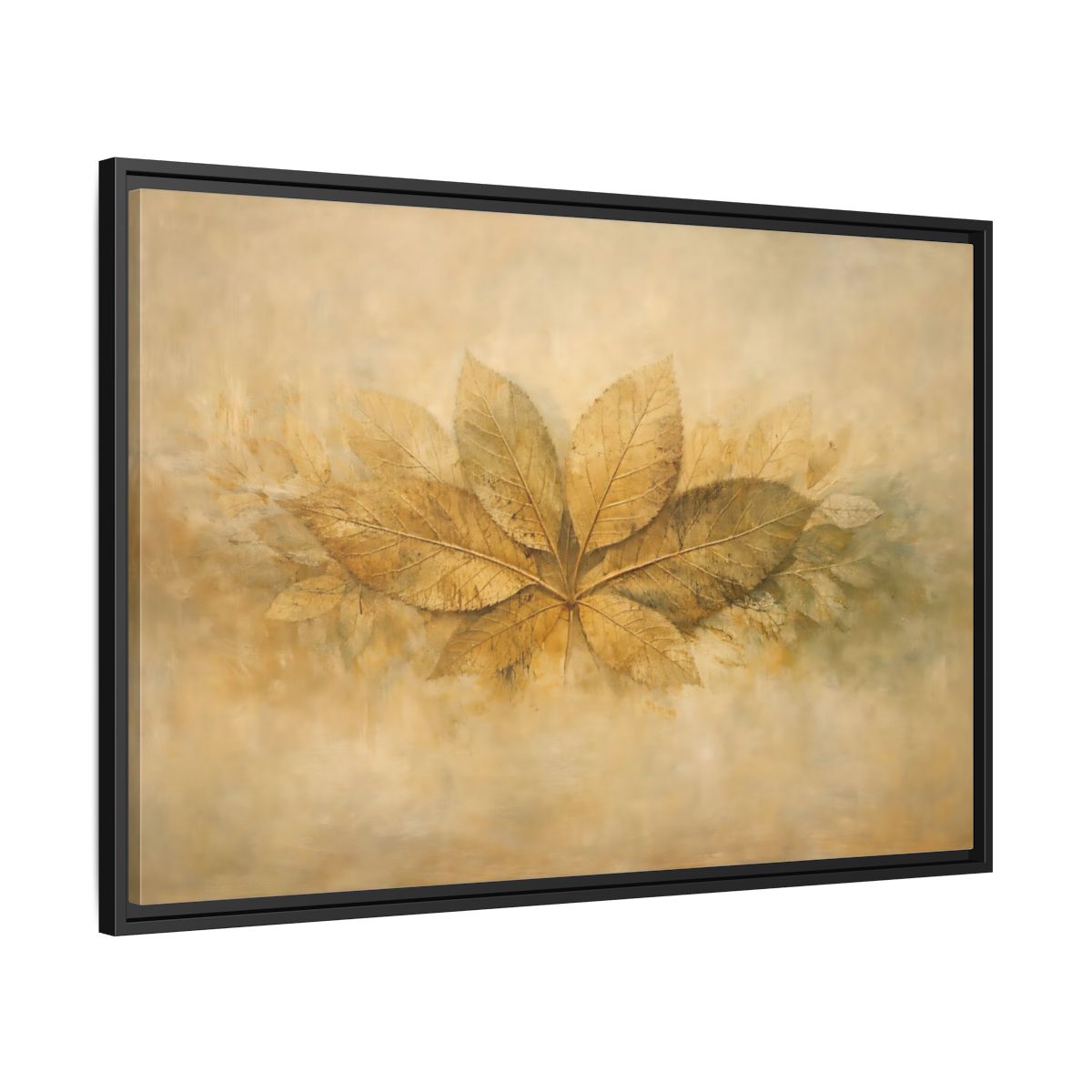 Side Mockup 13. Nature Golden Leaves Golden Leaves Rustic shown as stretched canvas wall art