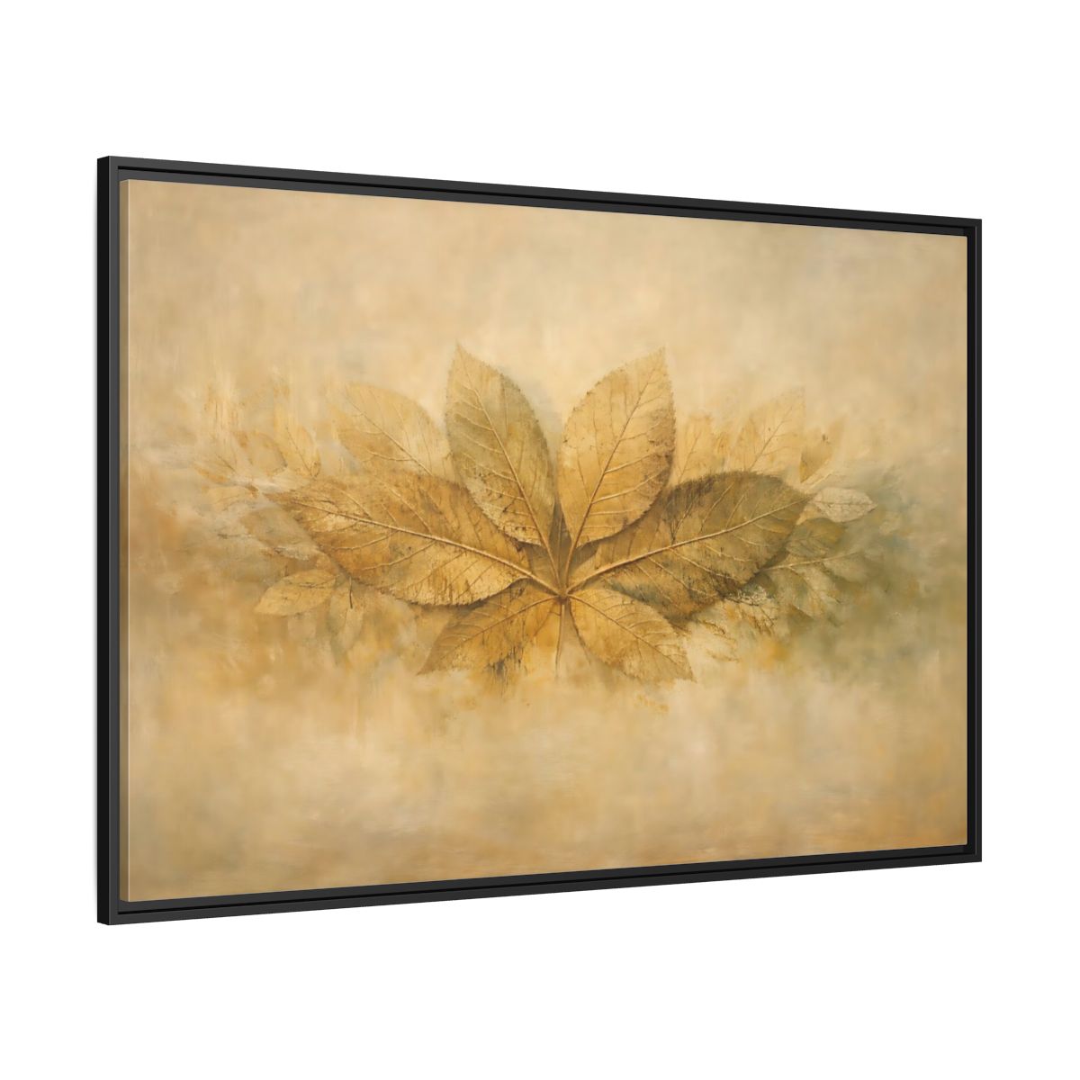 Side Mockup 12. Nature Golden Leaves Golden Leaves Rustic shown as stretched canvas wall art