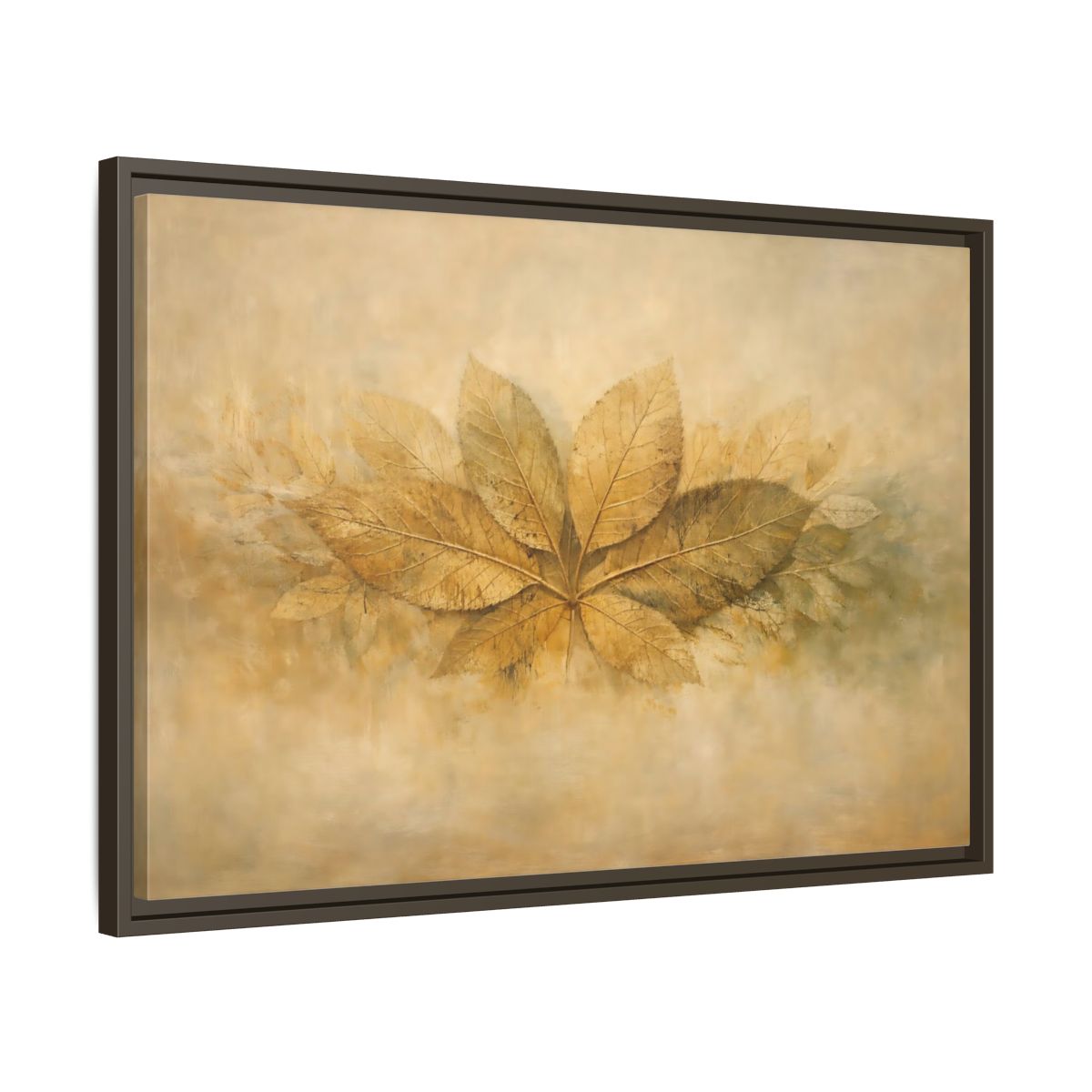 Side Mockup 11. Nature Golden Leaves Golden Leaves Rustic shown as stretched canvas wall art