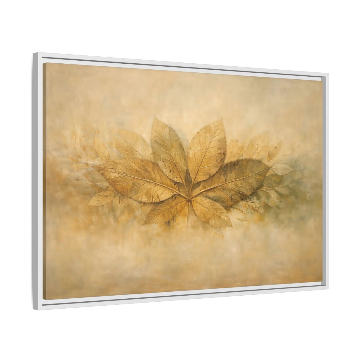 Side Mockup 8. Nature Golden Leaves Golden Leaves Rustic shown as stretched canvas wall art