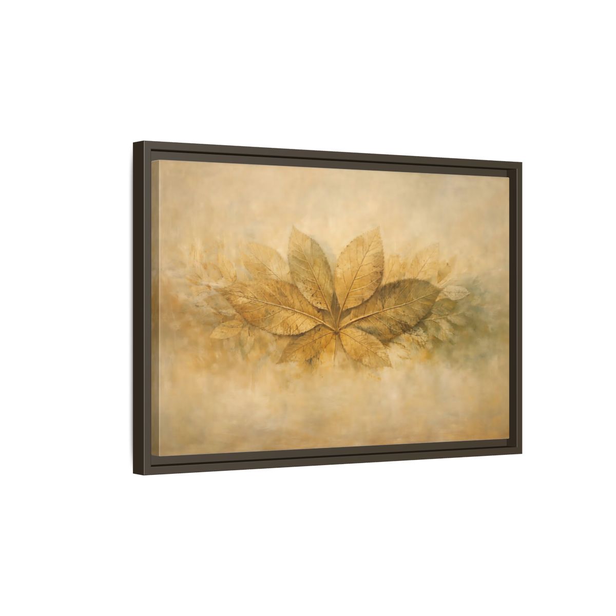 Side Mockup 2. Nature Golden Leaves Golden Leaves Rustic shown as stretched canvas wall art