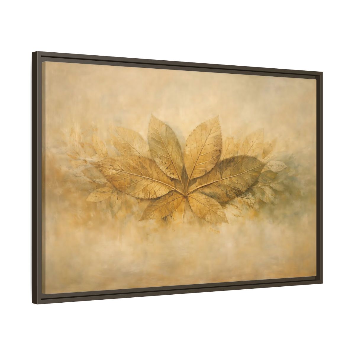 Side Mockup 9. Nature Golden Leaves Golden Leaves Rustic shown as stretched canvas wall art