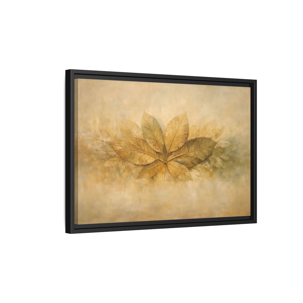 Side Mockup 3. Nature Golden Leaves Golden Leaves Rustic shown as stretched canvas wall art