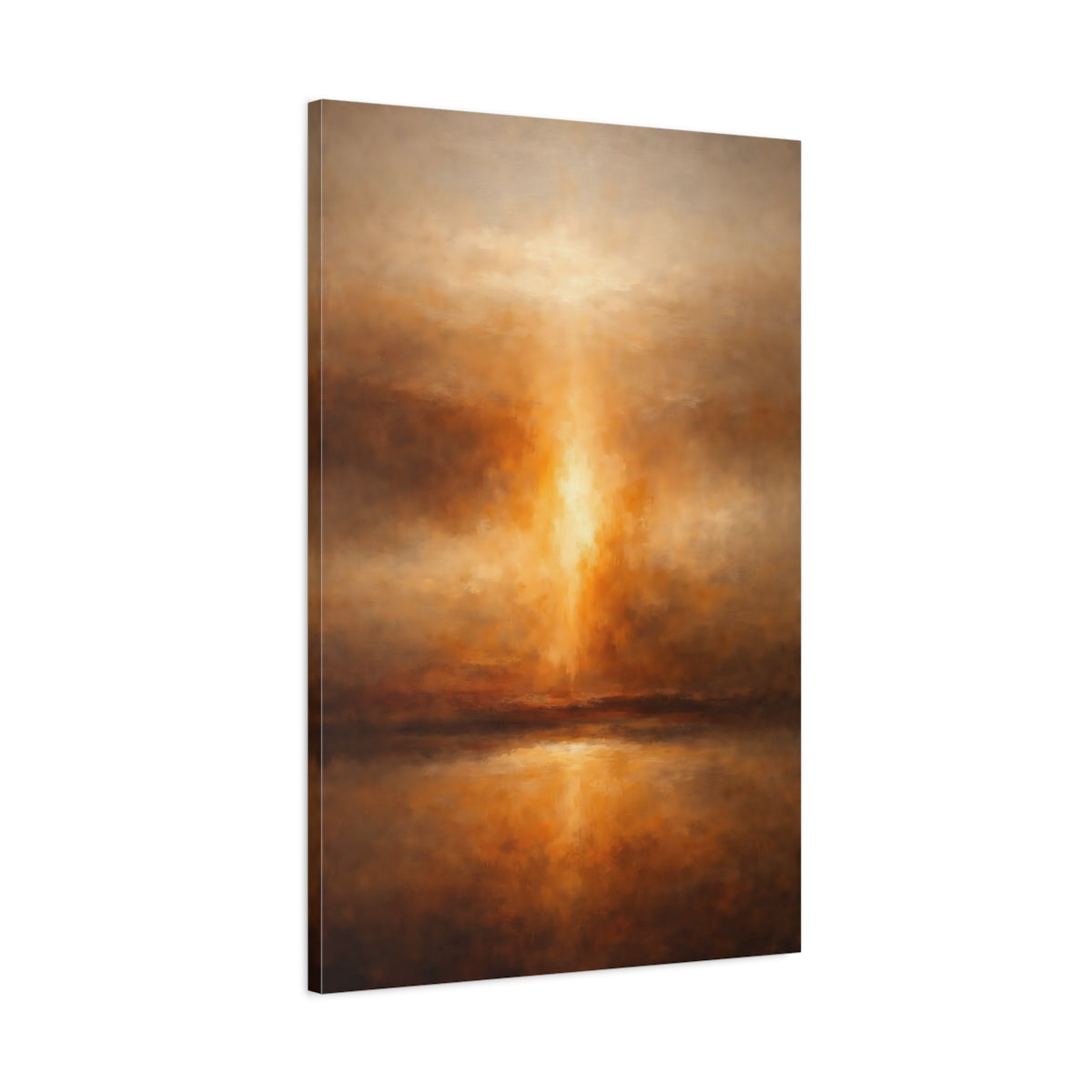 Side Mockup 1. Nature Golden Light Brown And Gold shown as stretched canvas wall art