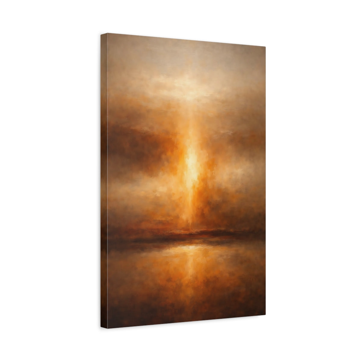 Side Mockup 3. Nature Golden Light Brown And Gold shown as stretched canvas wall art