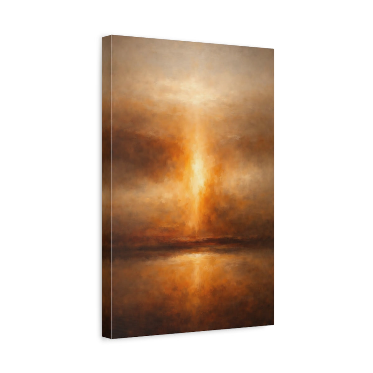 Side Mockup 4. Nature Golden Light Brown And Gold shown as stretched canvas wall art