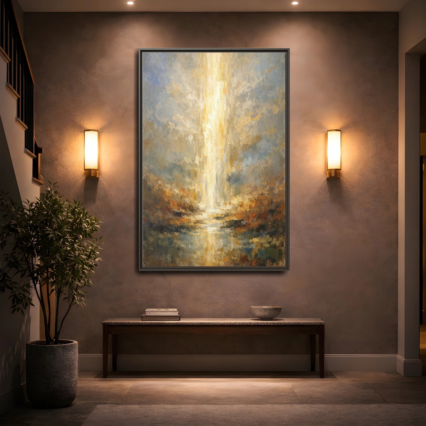 Mockup 4. Nature Golden Light Golden Light Abstract shown as stretched canvas wall art