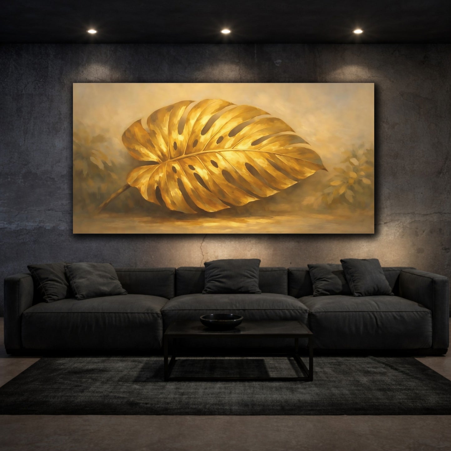 Mockup 2. Nature Golden Monstera Golden Monstera shown as stretched canvas wall art