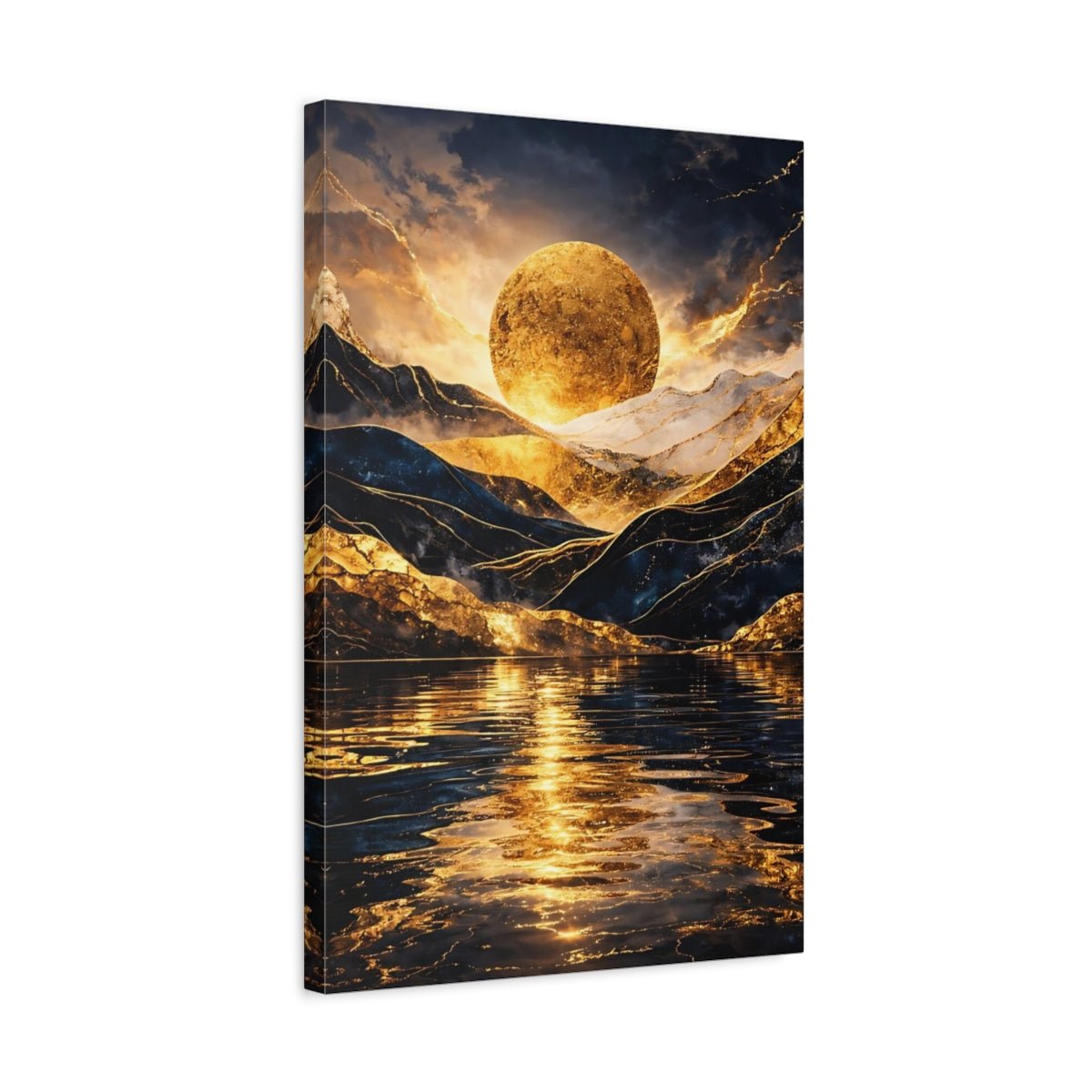 Nature Golden Mountains Gold - Canvas Wall Art Print - YesArtYes