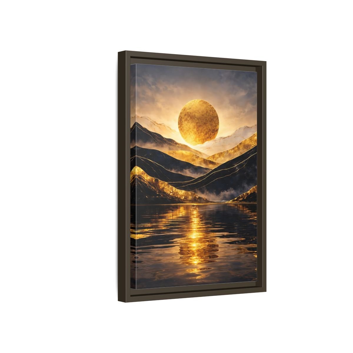 Nature Golden Mountains Gold - Framed Canvas Wall Art Print - YesArtYes