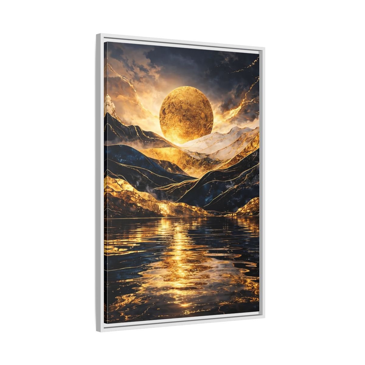 Nature Golden Mountains Gold - Framed Canvas Wall Art Print - YesArtYes