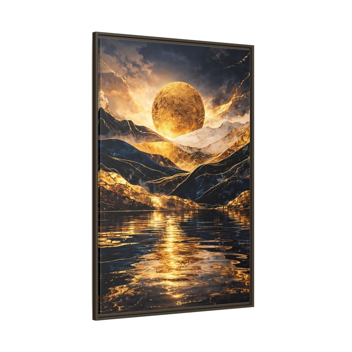Nature Golden Mountains Gold - Framed Canvas Wall Art Print - YesArtYes