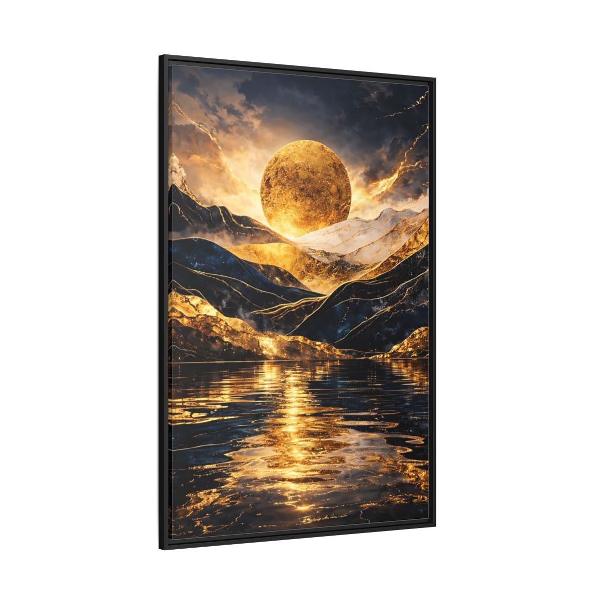 Nature Golden Mountains Gold - Framed Canvas Wall Art Print - YesArtYes