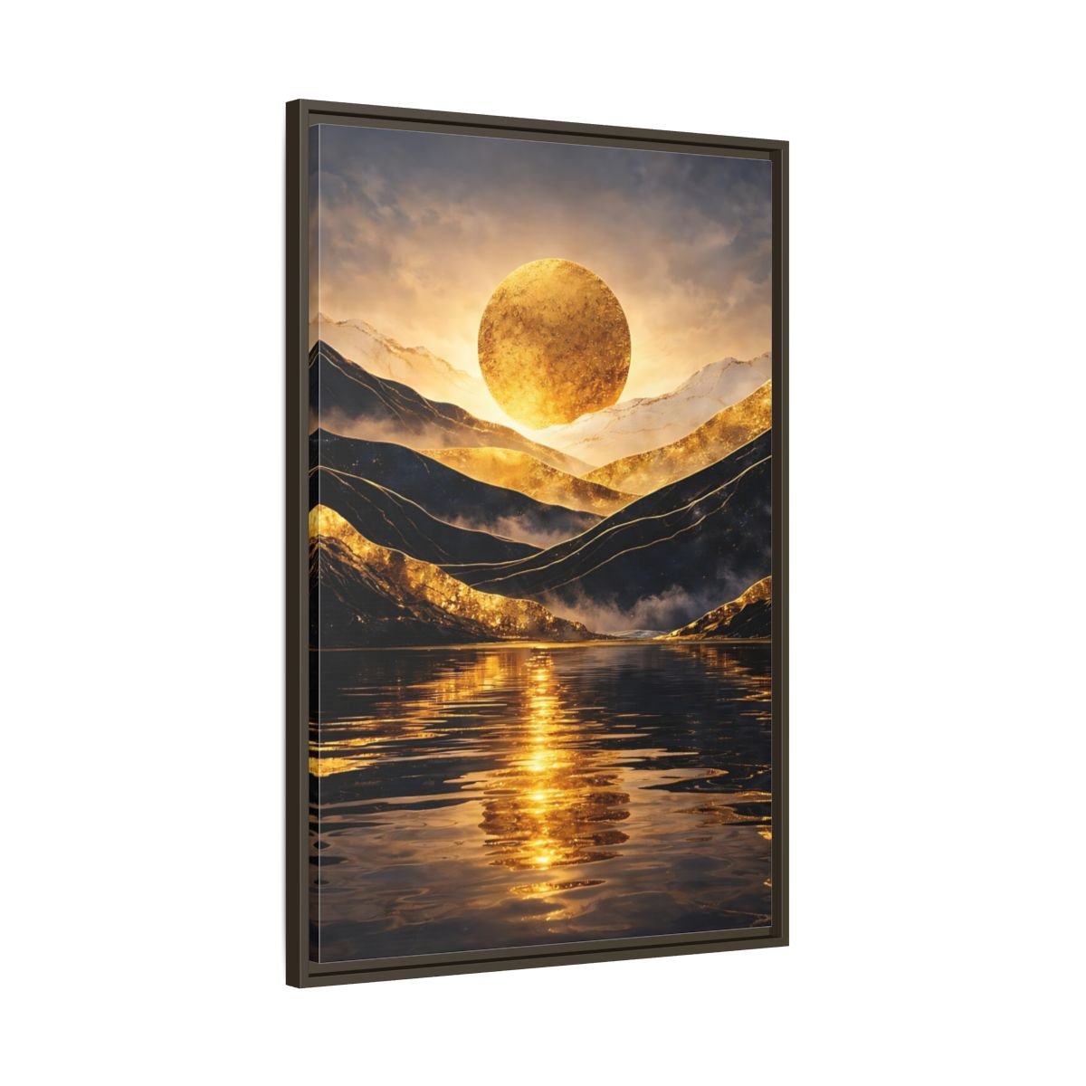 Nature Golden Mountains Gold - Framed Canvas Wall Art Print - YesArtYes