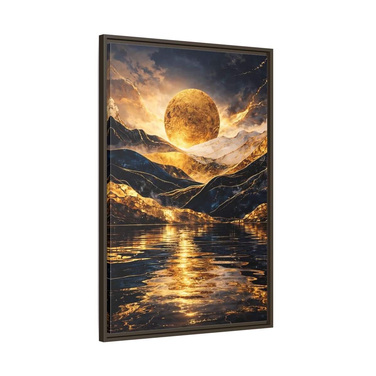 Nature Golden Mountains Gold - Framed Canvas Wall Art Print - YesArtYes