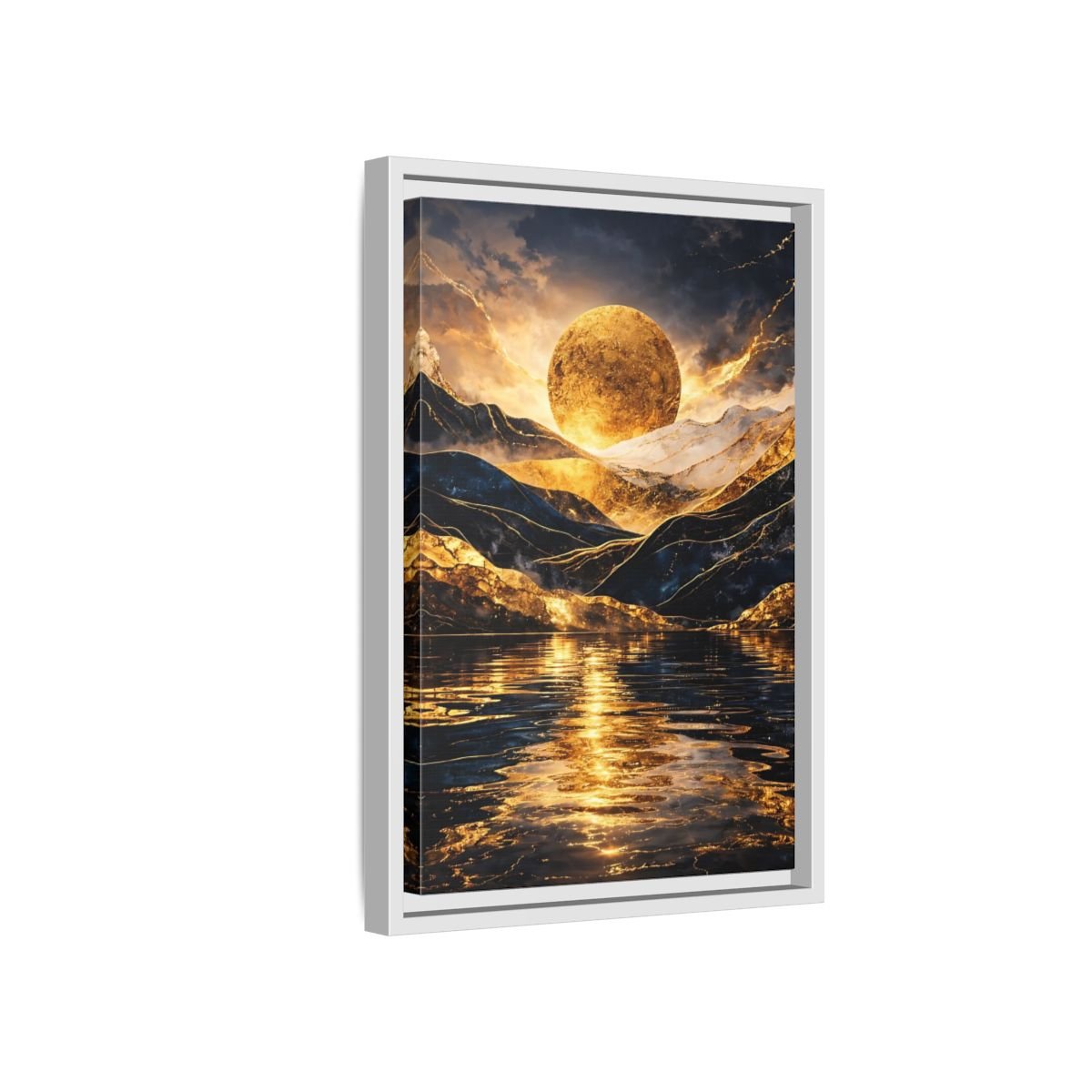Nature Golden Mountains Gold - Framed Canvas Wall Art Print - YesArtYes