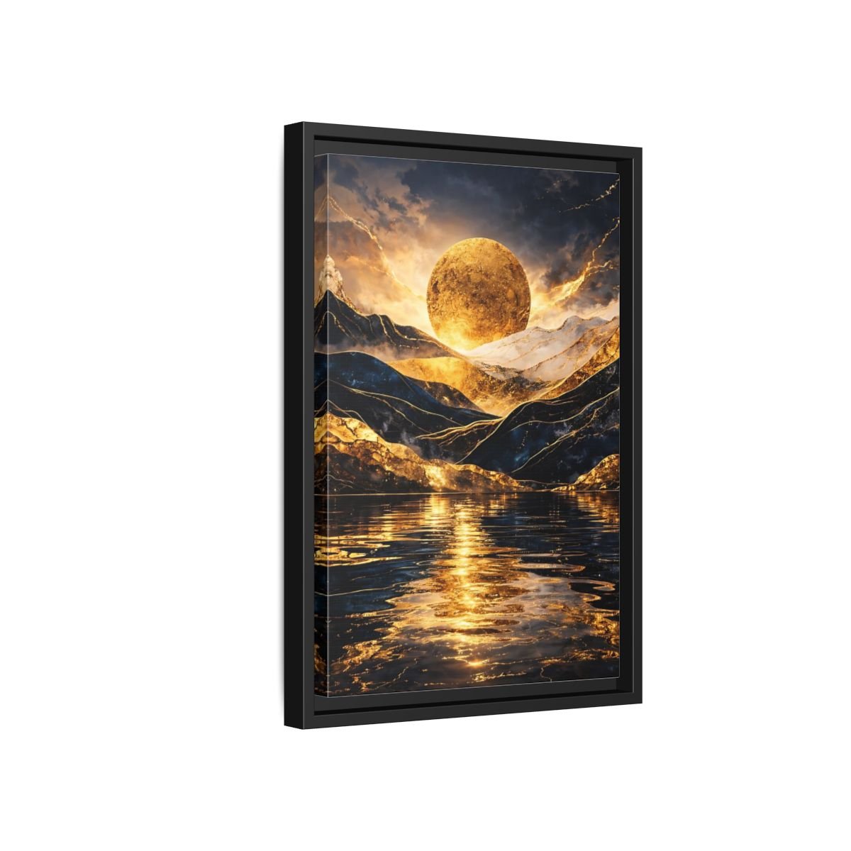 Nature Golden Mountains Gold - Framed Canvas Wall Art Print - YesArtYes