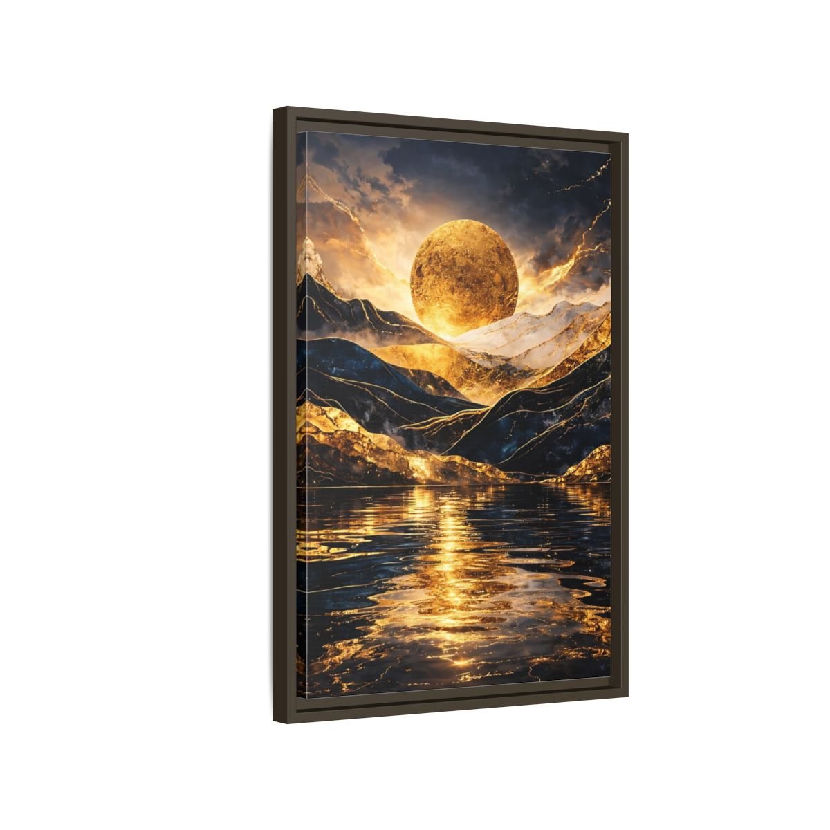 Nature Golden Mountains Gold - Framed Canvas Wall Art Print - YesArtYes