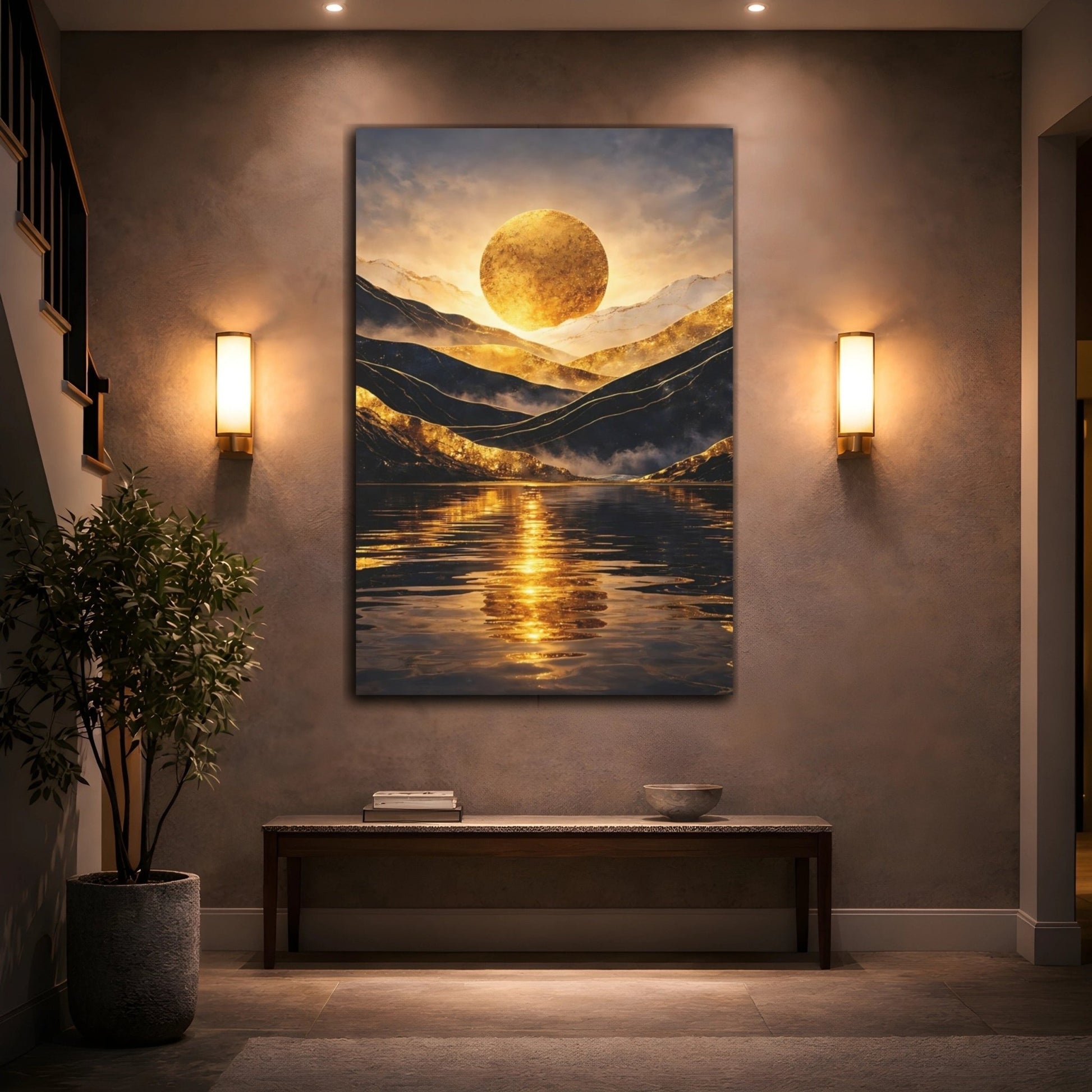 Nature Golden Sun And - Canvas Wall Art Print - YesArtYes