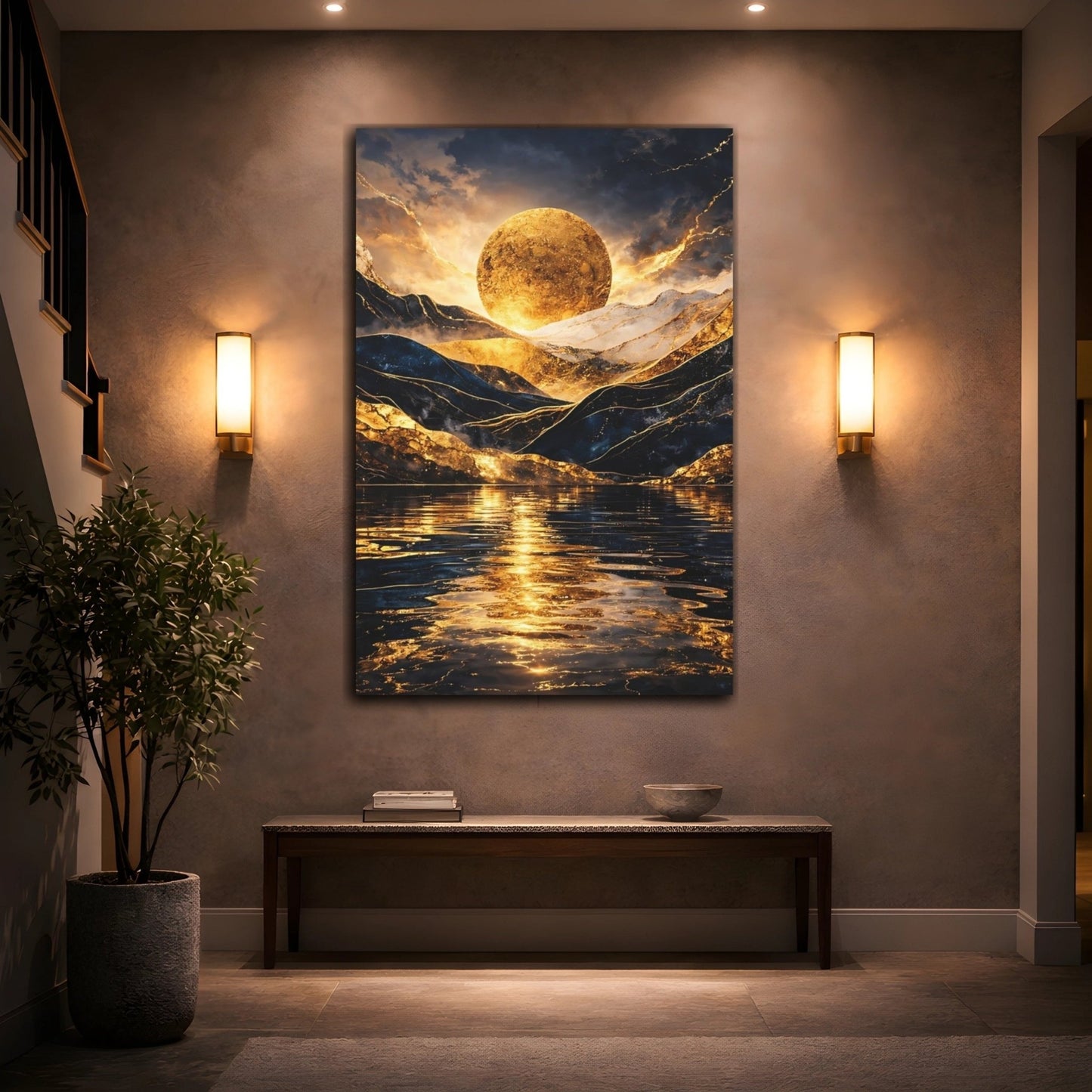 Nature Golden Sun Gold - Canvas Wall Art Print - YesArtYes