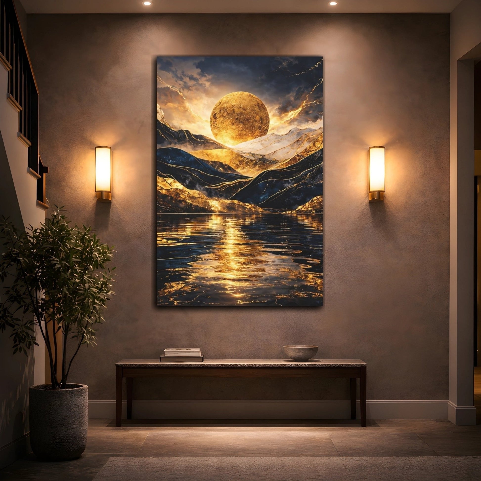 Nature Golden Sun Gold - Canvas Wall Art Print - YesArtYes
