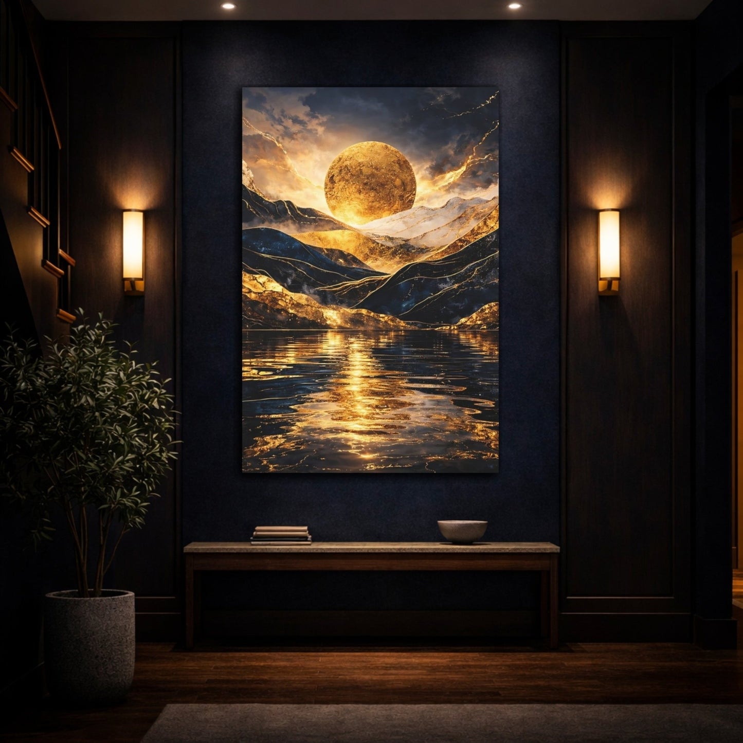 Nature Golden Sun Gold - Canvas Wall Art Print - YesArtYes