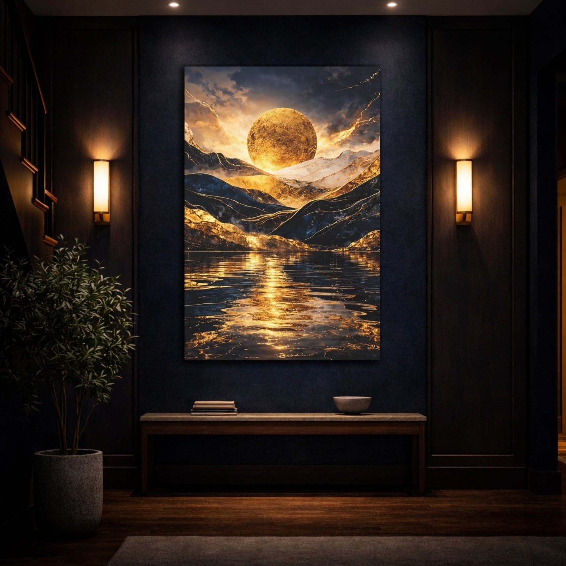 Nature Golden Sun Gold - Canvas Wall Art Print - YesArtYes