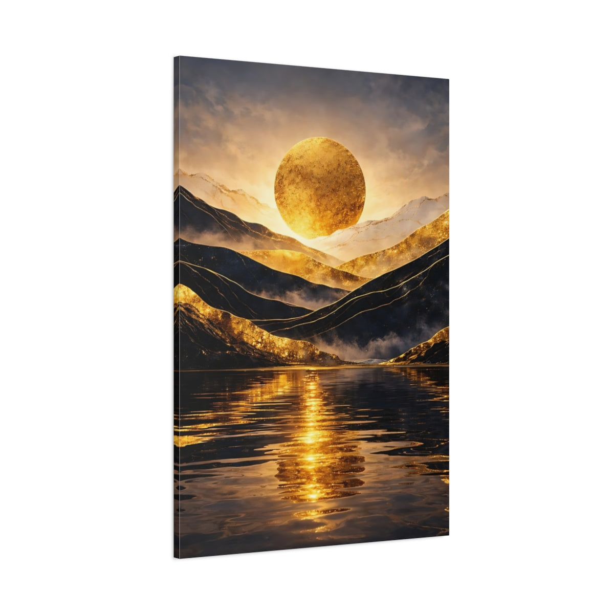 Main Mockup. Nature Golden Sun Golden And Black shown as stretched canvas wall art