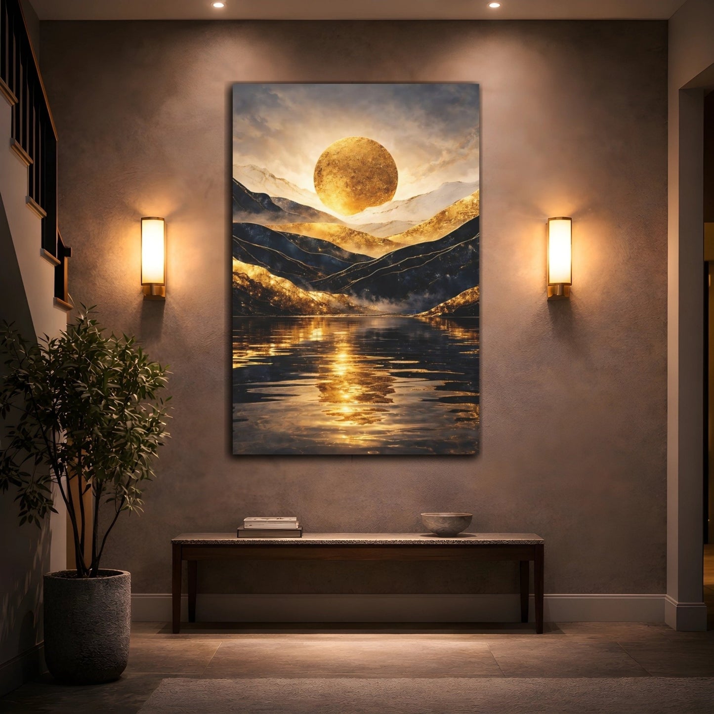 Nature Golden Sun Mountain - Canvas Wall Art Print - YesArtYes