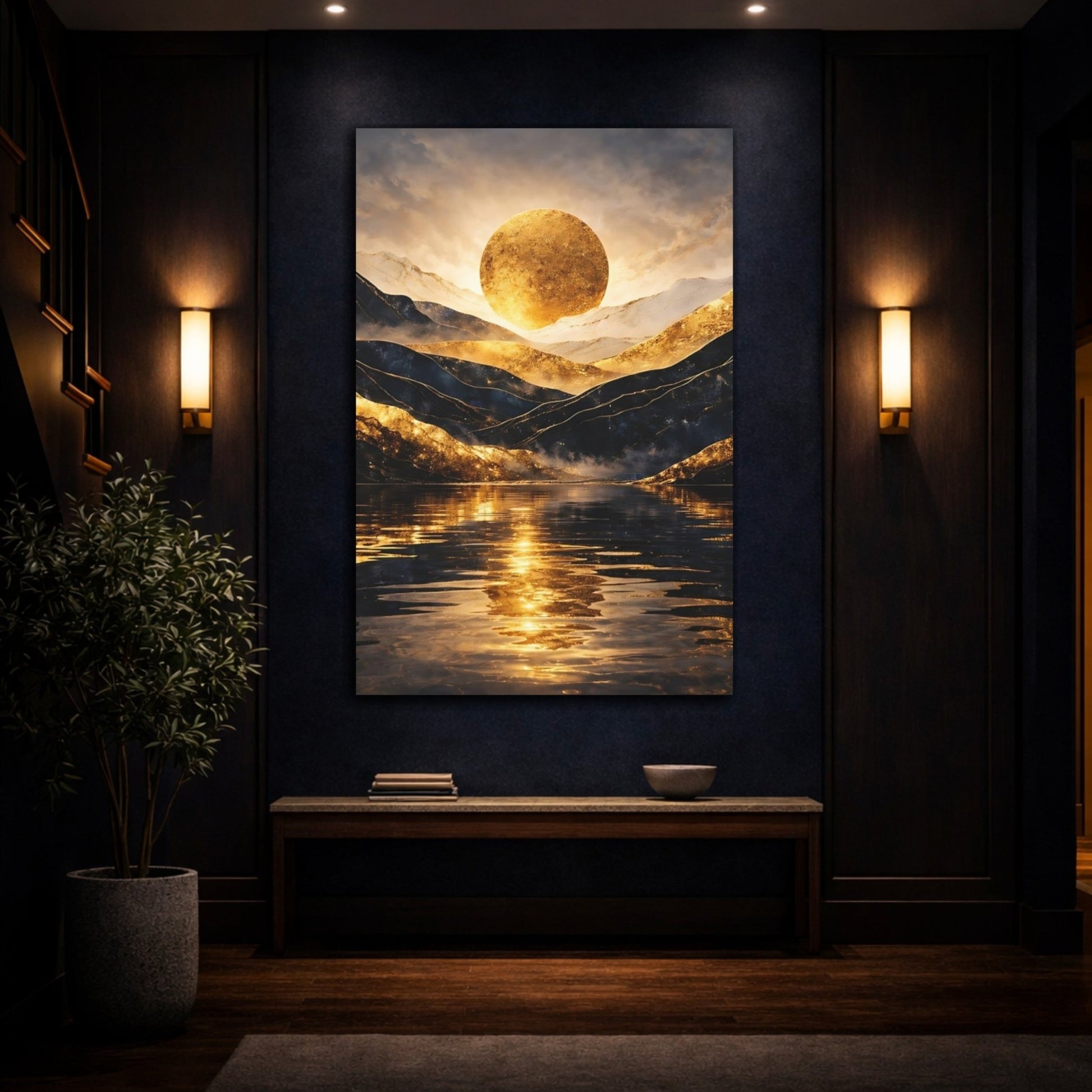 Nature Golden Sun Mountain - Canvas Wall Art Print - YesArtYes