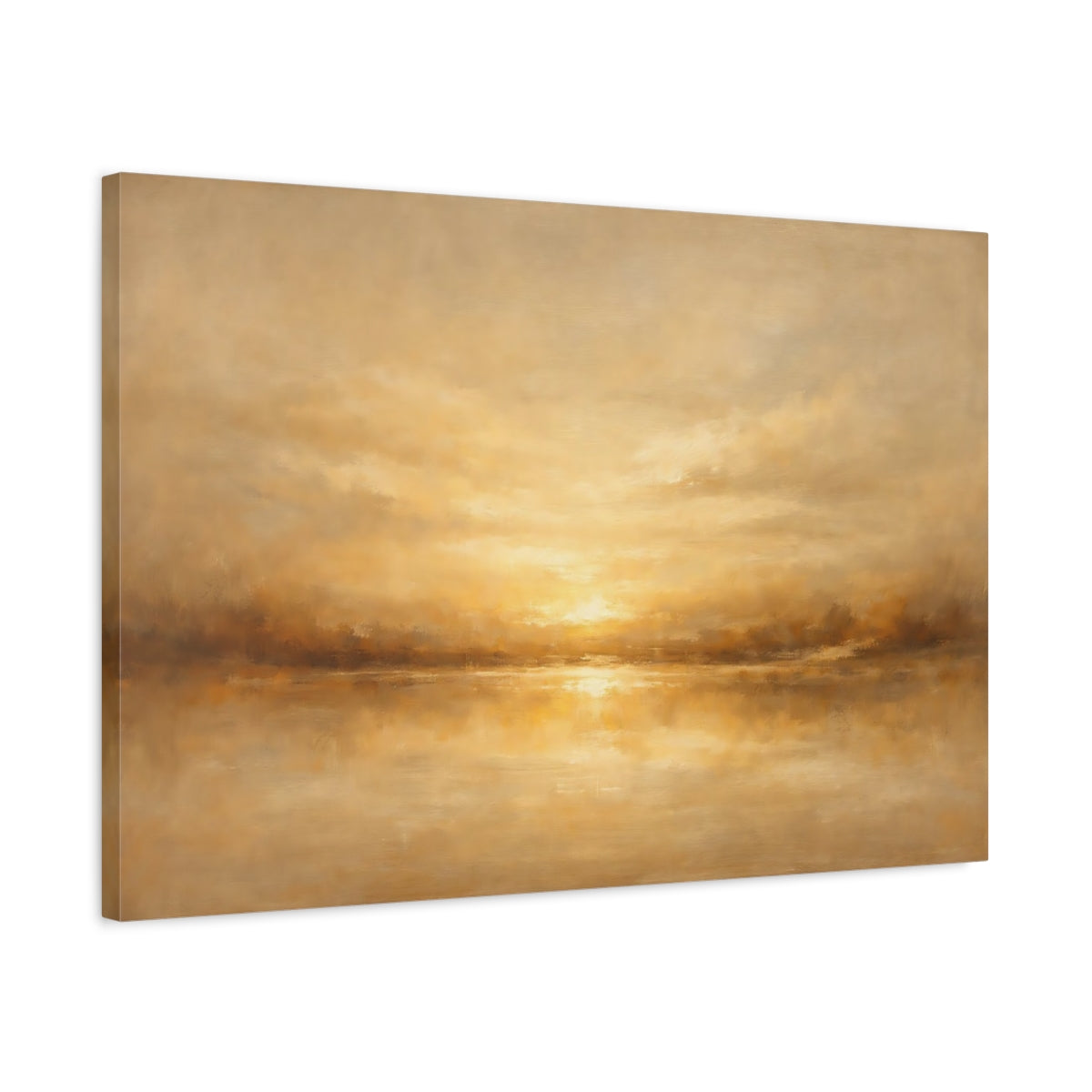 Side Mockup 2. Nature Golden Sunset Golden And Brown shown as stretched canvas wall art