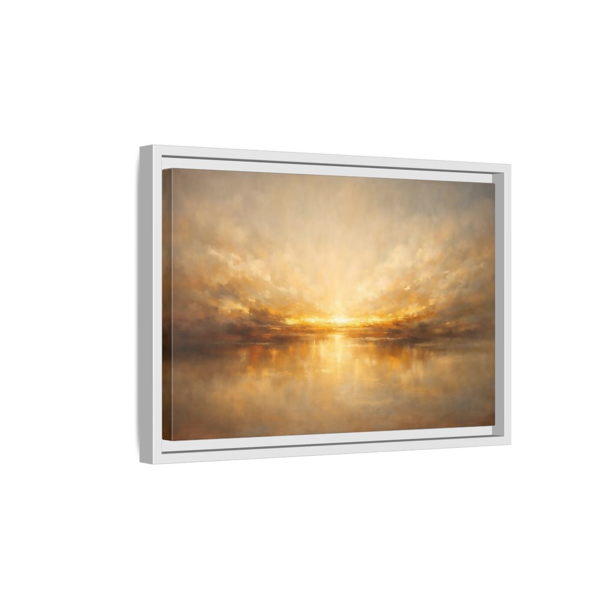 Side Mockup 4. Nature Golden Sunset Golden Sunset shown as stretched canvas wall art