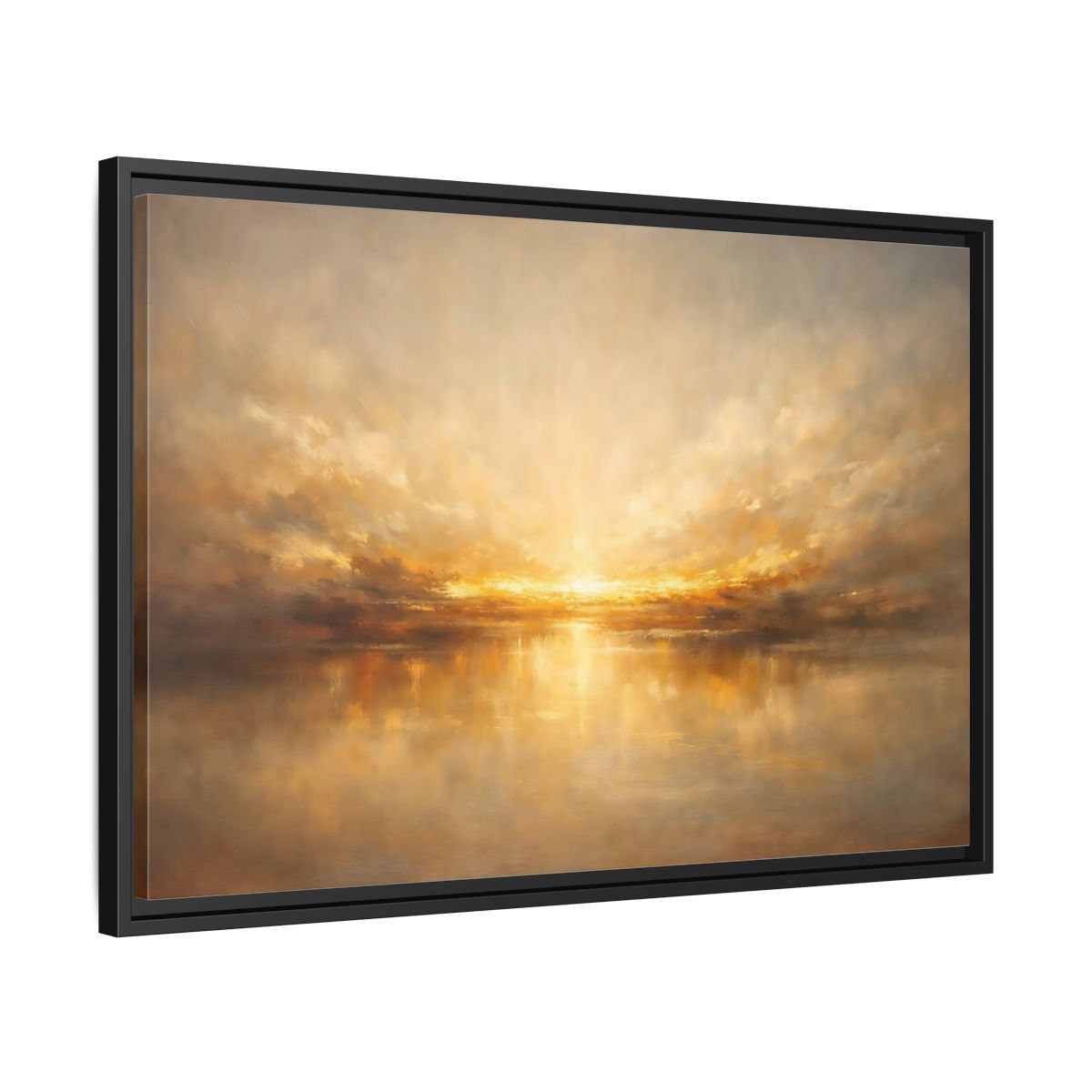Side Mockup 14. Nature Golden Sunset Golden Sunset shown as stretched canvas wall art