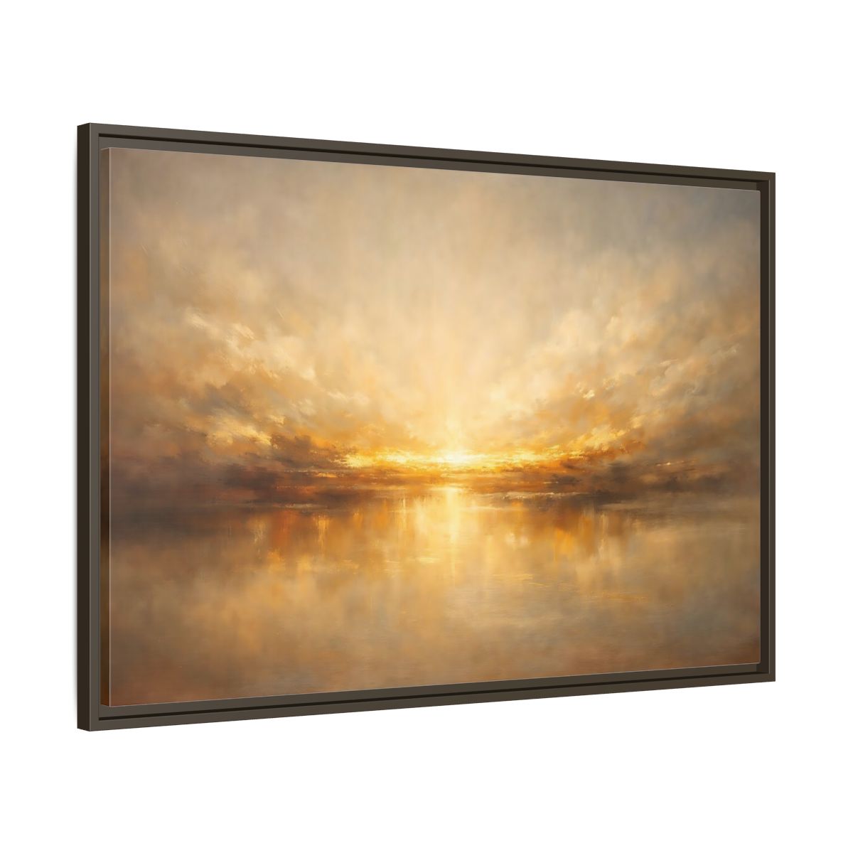 Side Mockup 9. Nature Golden Sunset Golden Sunset shown as stretched canvas wall art