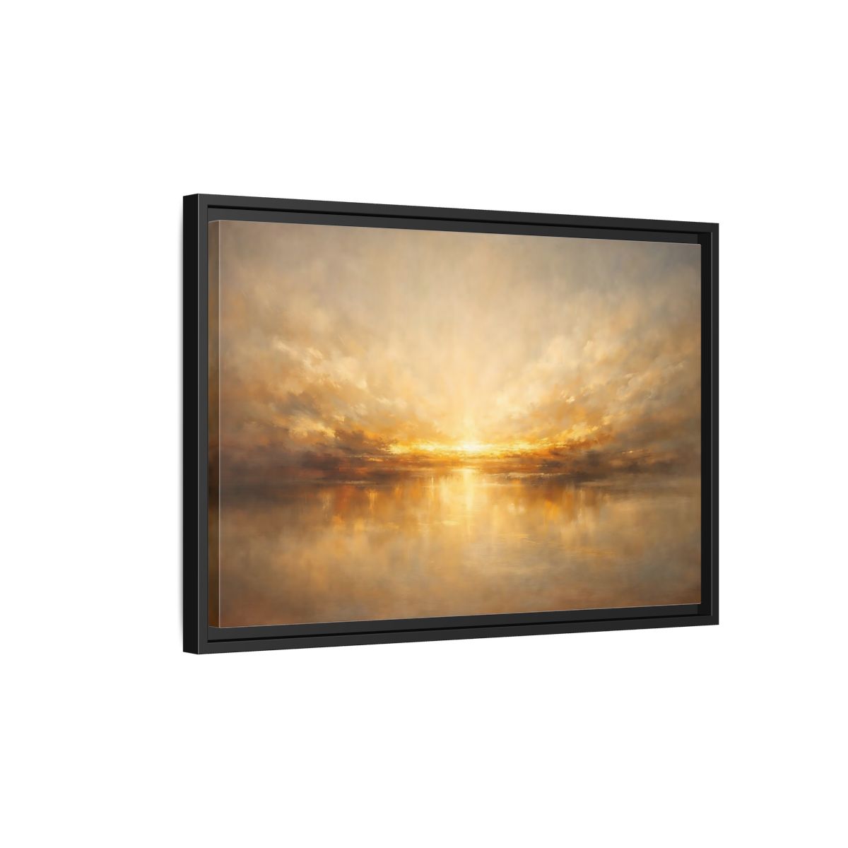 Side Mockup 3. Nature Golden Sunset Golden Sunset shown as stretched canvas wall art
