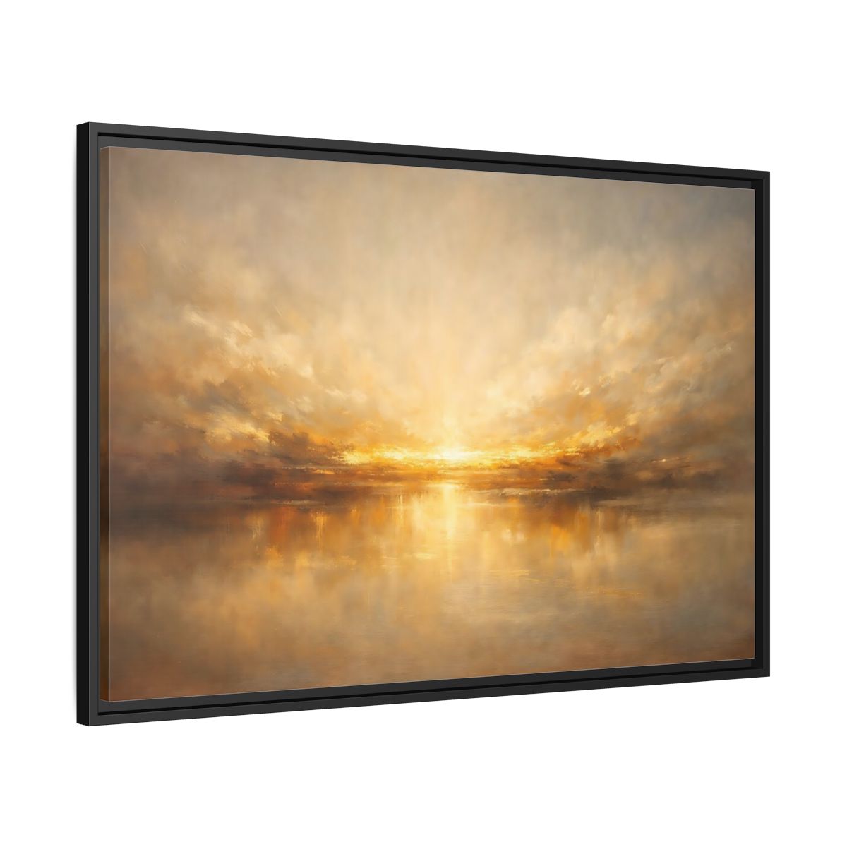 Side Mockup 13. Nature Golden Sunset Golden Sunset shown as stretched canvas wall art