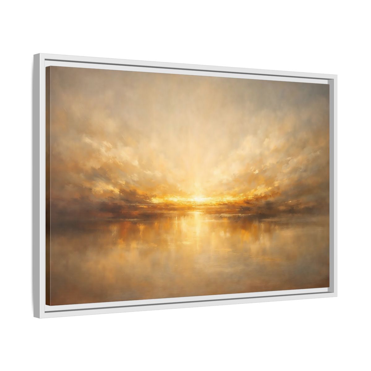 Side Mockup 10. Nature Golden Sunset Golden Sunset shown as stretched canvas wall art
