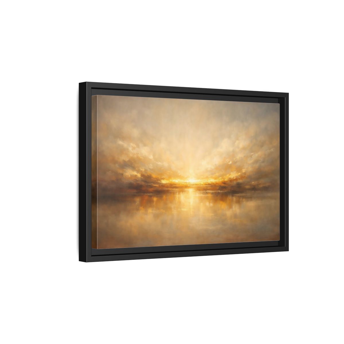 Side Mockup 6. Nature Golden Sunset Golden Sunset shown as stretched canvas wall art