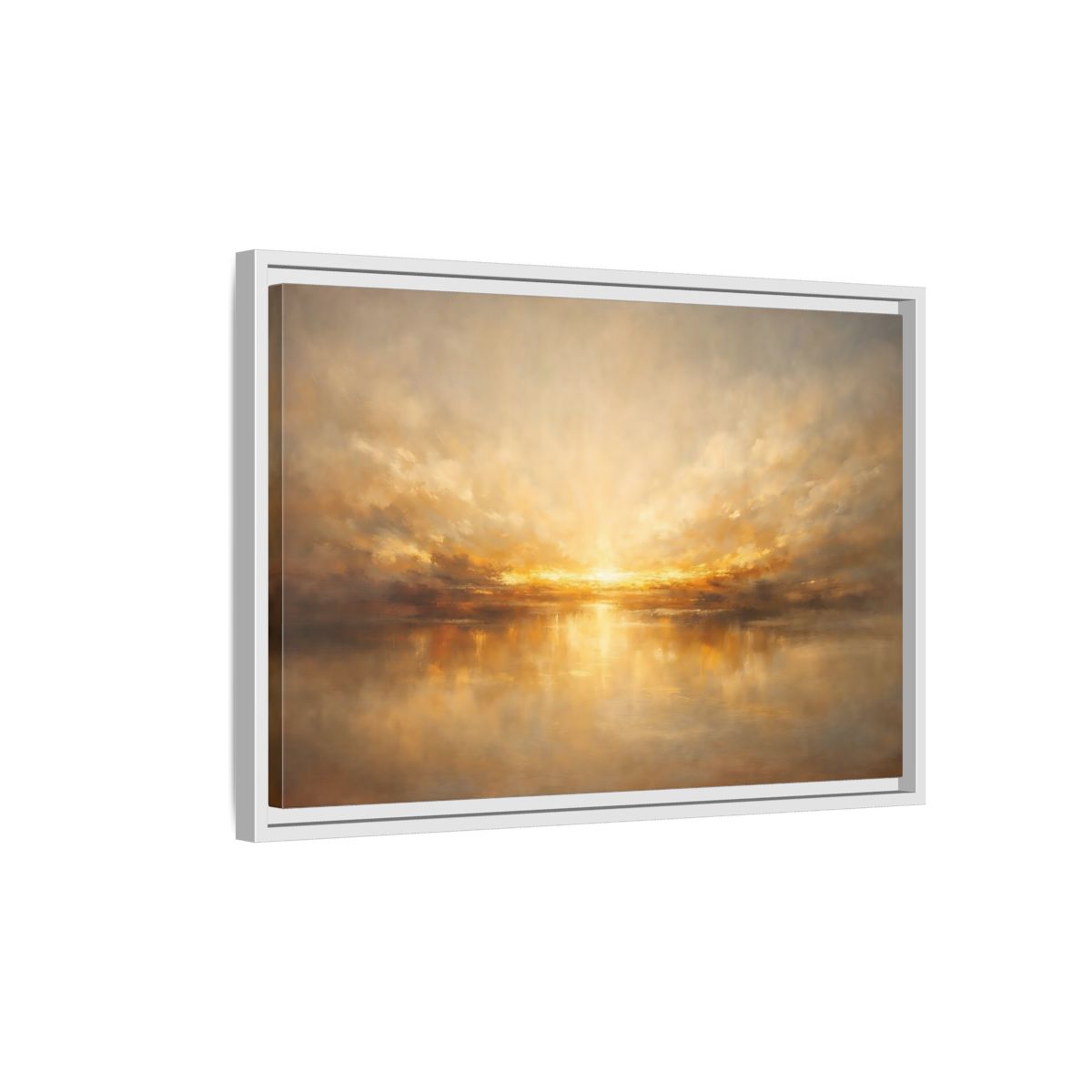 Side Mockup 1. Nature Golden Sunset Golden Sunset shown as stretched canvas wall art