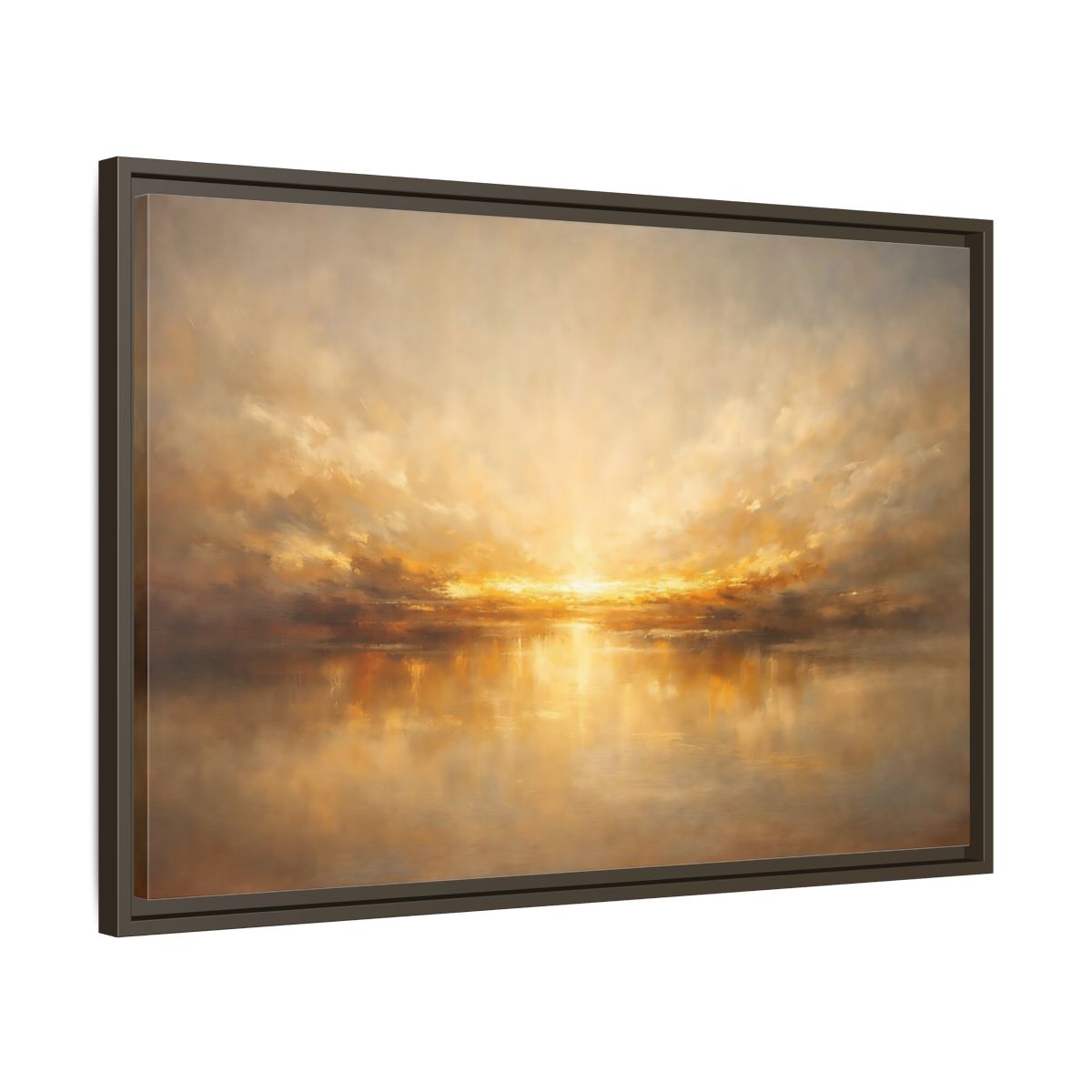 Side Mockup 11. Nature Golden Sunset Golden Sunset shown as stretched canvas wall art