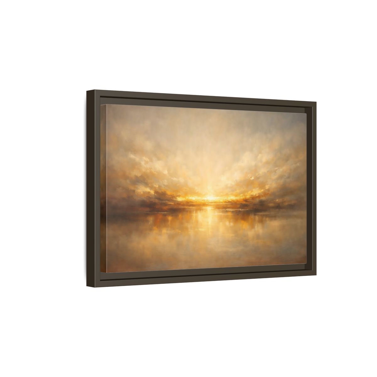 Side Mockup 5. Nature Golden Sunset Golden Sunset shown as stretched canvas wall art