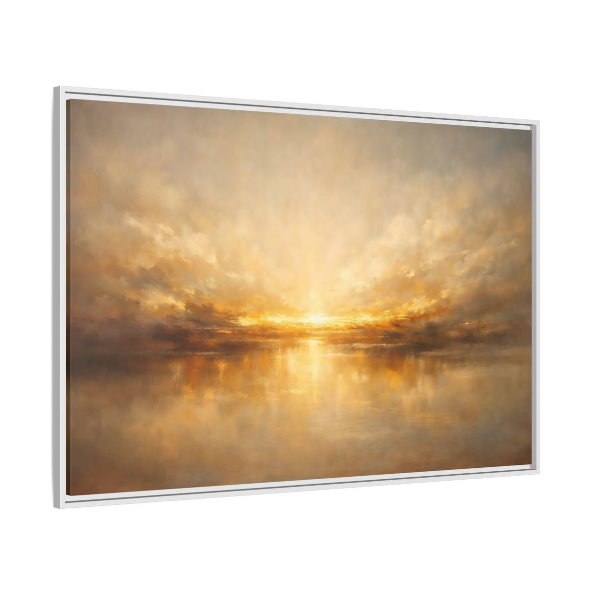 Side Mockup 7. Nature Golden Sunset Golden Sunset shown as stretched canvas wall art