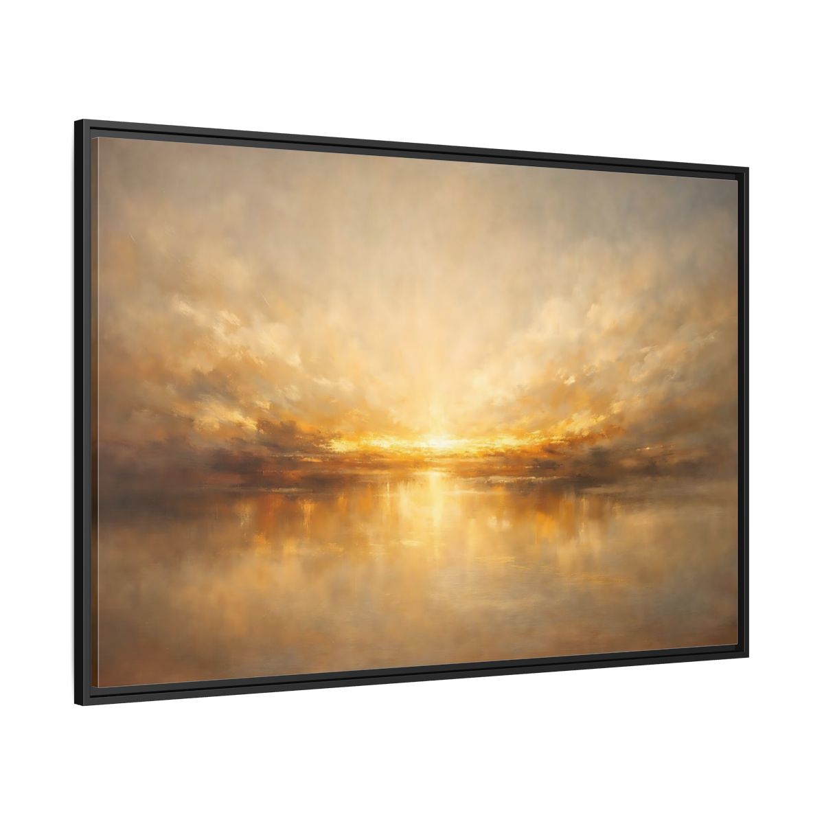 Side Mockup 12. Nature Golden Sunset Golden Sunset shown as stretched canvas wall art