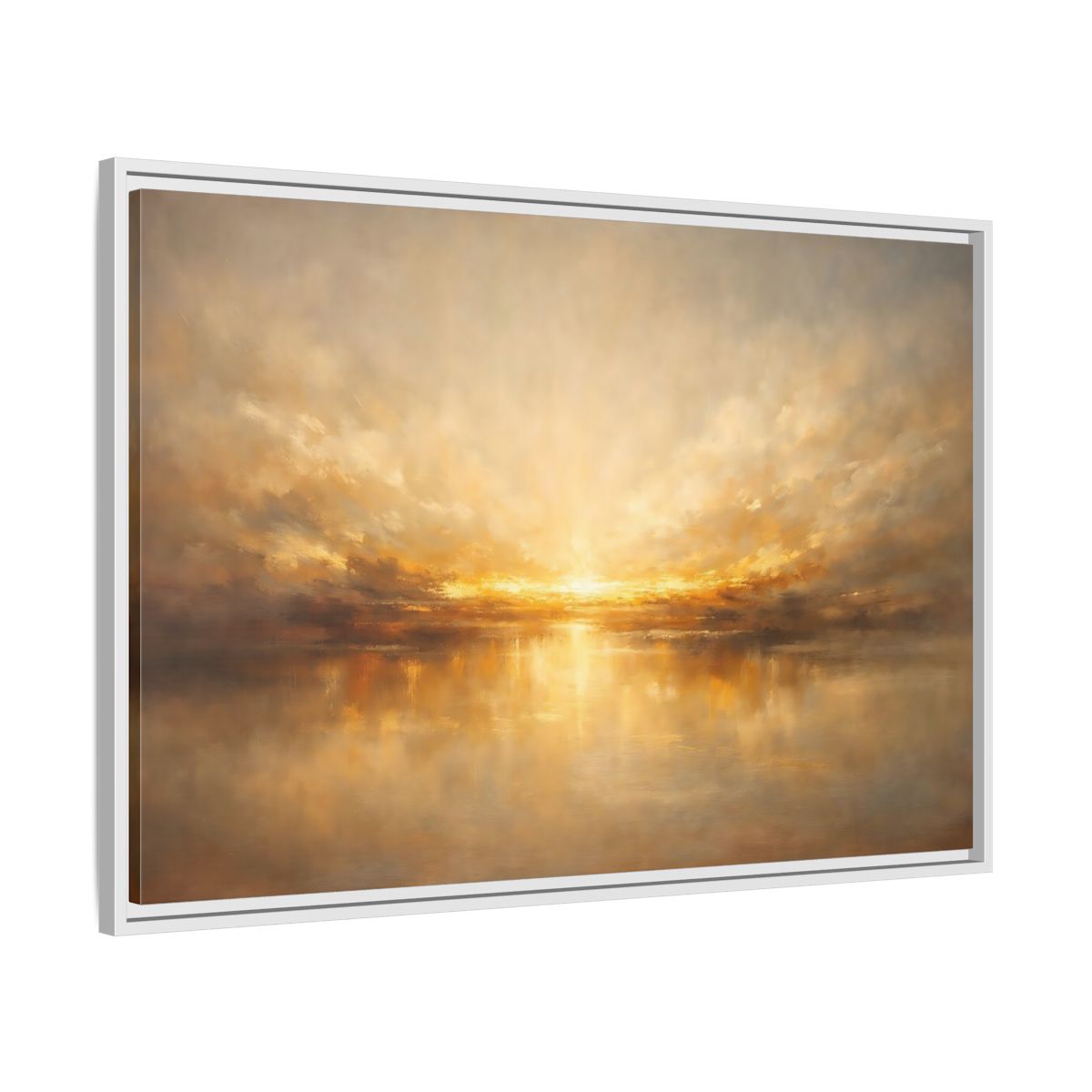 Side Mockup 8. Nature Golden Sunset Golden Sunset shown as stretched canvas wall art
