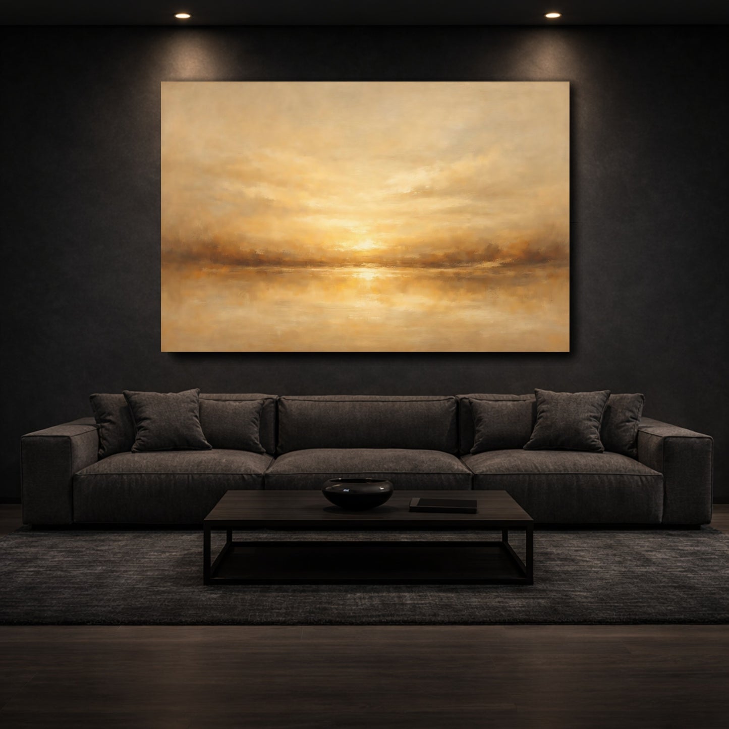 Mockup 2. Nature Golden Sunset Golden And Brown shown as stretched canvas wall art