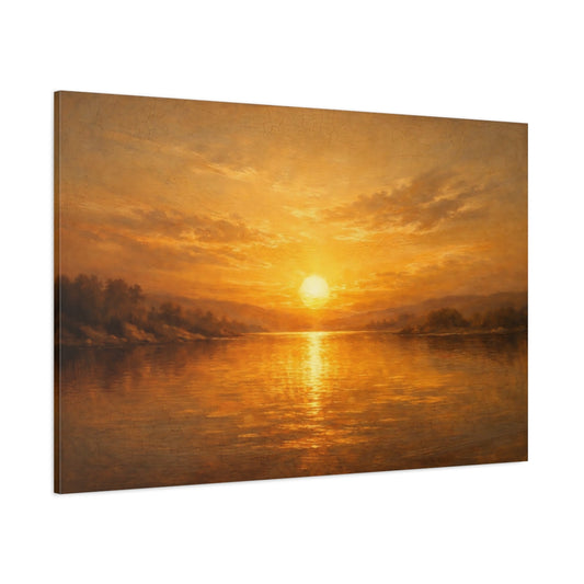 Main Mockup. Nature Golden Sunset Golden Sunset Landscape shown as stretched canvas wall art