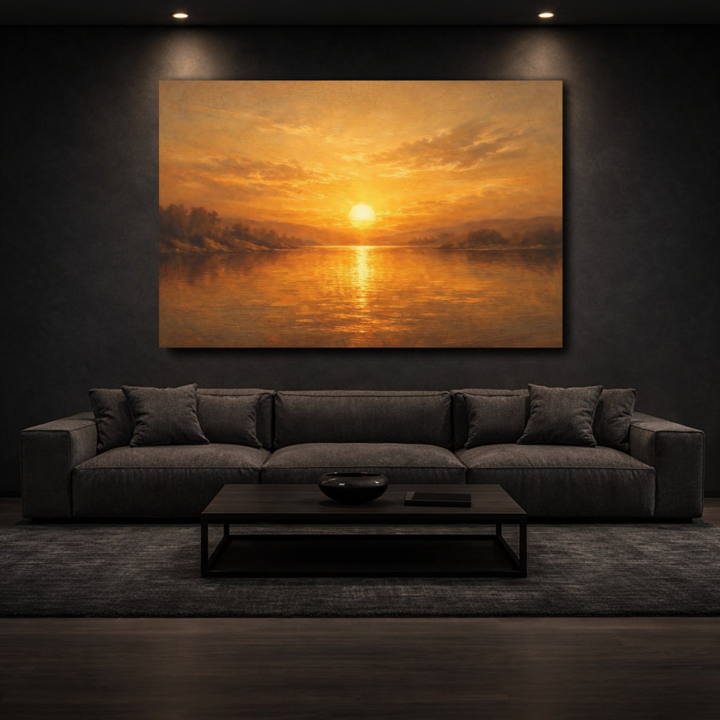 Mockup 2. Nature Golden Sunset Golden Sunset Landscape shown as stretched canvas wall art