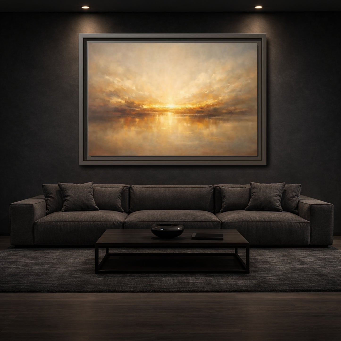 Mockup 2. Nature Golden Sunset Golden Sunset shown as stretched canvas wall art
