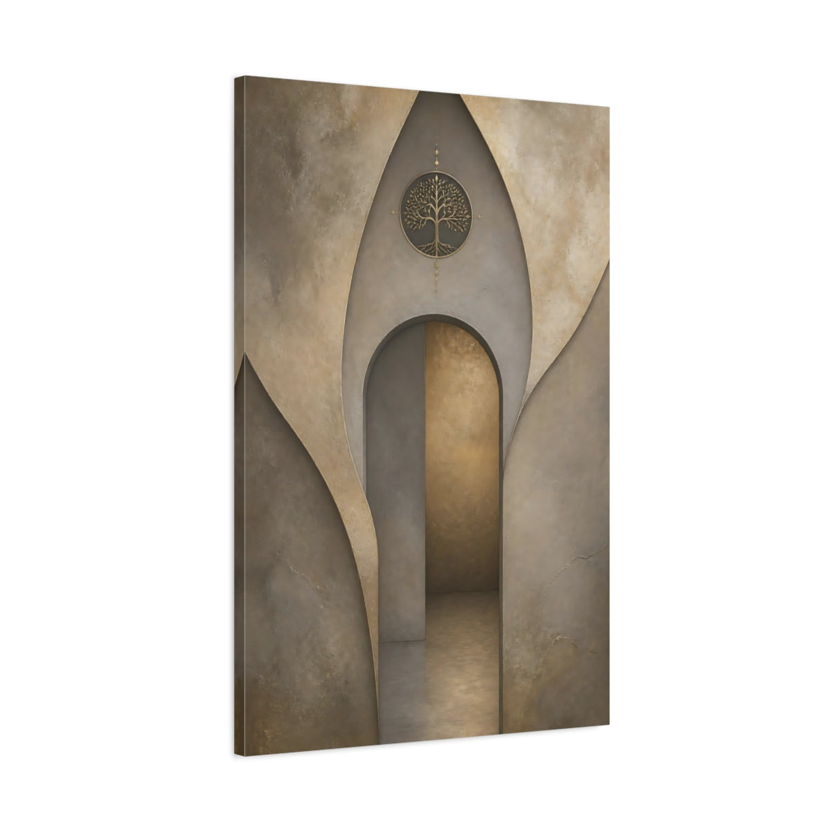 Main Mockup. Nature Golden Tree Brown And Gold shown as stretched canvas wall art